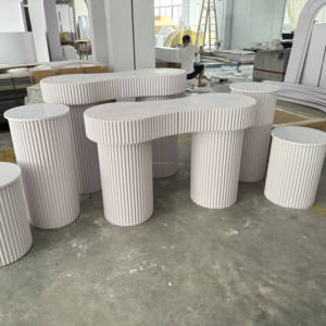 PVC gâteau plinthe support cylindre piédestal affichage Table mariage événements décor blanc ondulation plinthe cylindre piédestal présentoir - Product Image 3