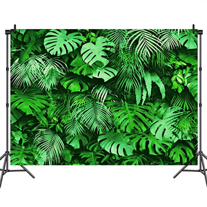 Bannière de fond <span class=keywords><strong>photo</strong></span> de jungle tropicale verte, safari, plantes, 7x5 pieds, pour fête hawaïenne luau, anniversaire, baby shower, décoration de mariage - Product Image 1
