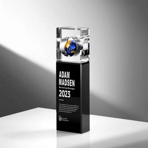 HDW Usine En Gros Cristal Noir pour Boule Trophée Personnalisé De Haute Qualité Marbre Cristal Trophée Gravure Nouveau Design Décoratif - Product Image 1