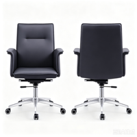 Chaise de bureau exécutive moderne ergonomique confortable à hauteur réglable avec base en acier et revêtement en cuir PU pivotante pour la maison et les bureaux professionnels