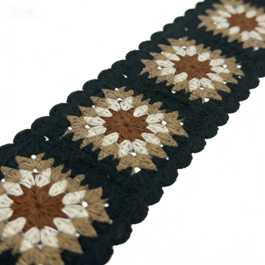 80mm Granny Square Black Wave Edge