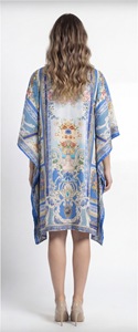 Robe longue caftan en viscose style africain pour femme, coupe ample, tunique, poncho, kimono, aspect satiné soyeux, bohème, pour la plage, les vacances et la détente - Product Image 3