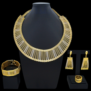 Zhuerrui - Juego de Joyas Italianas de Oro para Mujer, Conjunto de Joyería Fina para Fiesta, Collar Grande de Lujo, HK051422 - Product Image 2