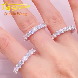 S925 anelli di diamanti di lusso in argento sterling da donna anello da tennis personalizzato vvs anello di fidanzamento con diamante moissanite per donna