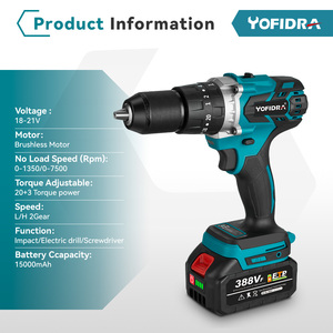 Taladro <span class=keywords><strong>Percutor</strong></span> Eléctrico Inalámbrico 3 en 1 de 18 V, Taladro <span class=keywords><strong>Percutor</strong></span> Inalámbrico, Destornillador Eléctrico para Batería de Litio, Herramientas Eléctricas para el Hogar - Product Image 4