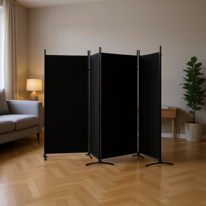 Separador de Ambientes de Tela Negra de 4 Paneles, 136.2 x 70.9 Pulgadas, Biombo Plegable, Diseño Minimalista, Decoración del Hogar - Product Image 2