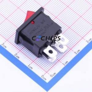 MR6-210-C5L-BR Rocker Switch Through hole Component (THT) Switch Concave Bend Solder Tab Red 6A - Product Image 1