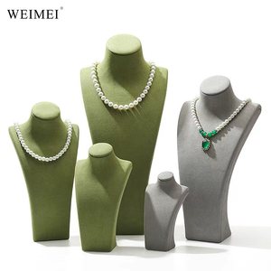 Présentoir à bijoux WEIMEI haut de gamme en métal daim cuir collier buste bijoux vitrine mannequin d'exposition de bijoux - Product Image 4