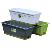 Pot Bunga Plastik untuk Berkebun di Balkon, Pot Sukulen Persegi Panjang, Pot Bunga Resin Diameter Besar untuk Penggunaan di Rumah