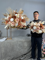 Bouquet de mariée lisse vraie touche fleur plume rose blanc Champagne Rose or feuilles pièce maîtresse boule de fleur
