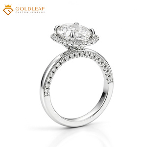 Anillo de Diamantes Ovalados Goldleaf de Oro de 18K, 1/2/3 Quilates, Def VVS-VS, Adecuado para Bodas, Regalos, Conmemoraciones y Uso Diario - Product Image 2