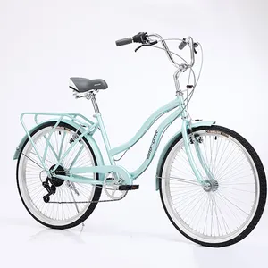 Fabrika üretilen 26 "plaj kruvazörü çelik dişi/lady şehir bisikletleri plaj bisiklet cruiser kadınlar için