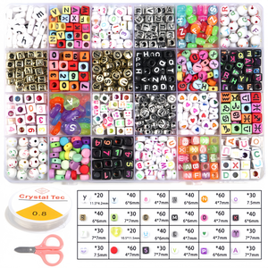Jibaizhao - Cuentas Redondas de Acrílico de Colores Mezclados, Diseño ToZ, Hilo de Cristal para Hacer Joyas, Pulseras y Collares - Product Image 3