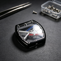 Montre mécanique squelette ultra-fine de luxe pour homme 67-02, montre automatique tonneau en fibre de carbone TPT de haute qualité