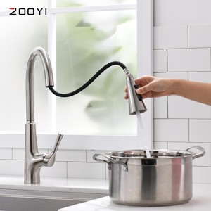 ZOOYI китайский поставщик, выдвижной распылитель, умный матовый никель, индукционный бесконтактный датчик, кухонный кран, раковина - Product Image 4