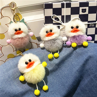 Porte-clés en peluche canard mignon en promotion, pendentif de sac d'école pour enfants, porte-clés animal de dessin animé 3D