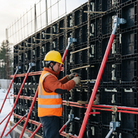 Système de coffrage modulaire en plastique léger pour la construction de murs, colonnes et dalles