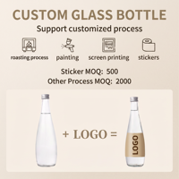 330ml 500ml Maßgefertigte Borosilikat-Glaswasserflasche Großhandel für Limonade Saft Luxuriöses UV-Glasgefäß mit Deckel Mattiertes Glasgefäß