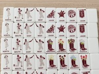 Jeu de Mahjong Classique Personnalisé, Robuste et Lourd, Motif Bottes de Cowboy de Luxe, Idéal pour Fêtes et Célébrations