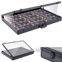 Vitrine en aluminium sur mesure pour collectionneurs de cartes, avec insert en mousse découpée et loquet verrouillable avec fenêtre en acrylique transparente