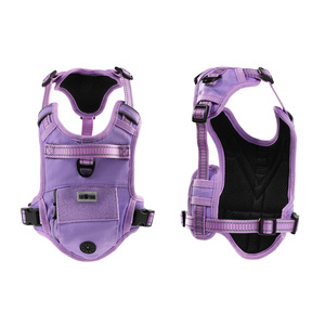 Adjustable Nylon <b>Dog</b> Harness Solid Purple <b>Reflective</b> Design for Large <b>Dogs</b> Breathable Durable Buckle Closure - Product Image 3