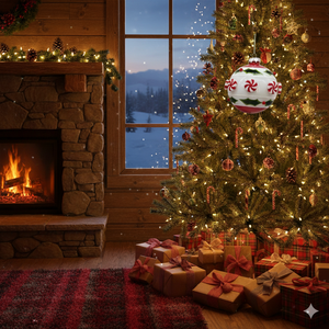 Boule de Noël en verre motif feuille de houx et bonbon menthe, décoration de Noël rouge et blanc en forme de canne à sucre pour sapin de Noël et décoration intérieure - Product Image 3