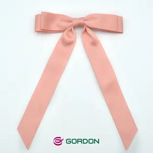 Gordon Ribbon 5 pollici doppio strato fiocco in nastro di raso con due pezzi coda lunga trail bambini fermaglio per capelli fiocchi per capelli con nastro