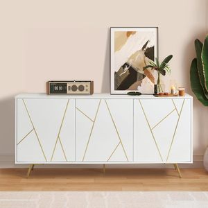 Buffet moderne de grande capacité avec rangement pour l'organisation de la maison, élégant meuble d'appoint avec étagères en verre pour l'exposition - Product Image 1