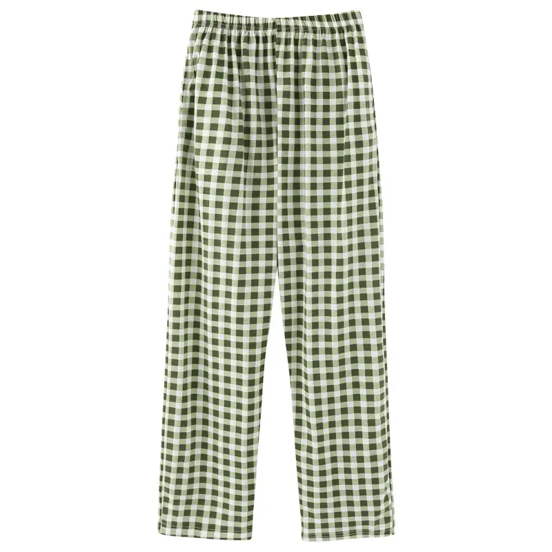 High Quality Thin Women's Loose Women Pajama Set Long Pants, Plaid Pajama 100% Cotton Sleep Home Pajama Pants