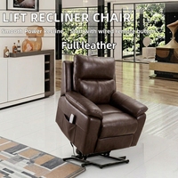 Fauteuil inclinable électrique moderne pour adultes et personnes âgées, entièrement en cuir, avec repose-pieds extensible et télécommande filaire