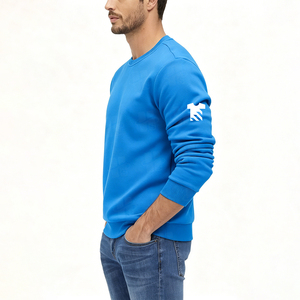 Sweat-shirt pour homme en molleton de coton et polyester de qualité supérieure, coupe classique légère, 270 GSM, bleu clair, fabriqué sur mesure en usine - Product Image 4