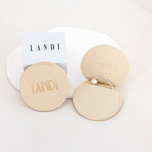 Custom Logo Stylish Small <b>Gift</b> Pouch Packaging Round Shape Ring Pouch Round Jewelry Pouch Custom Box Packaging for Bracelet - Product Image 2