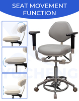 Chaise de travail ergonomique pour microscopes dentaires avec double accoudoir et repose-pieds pour clinique