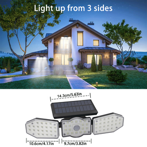 Nouvelles lumières solaires extérieures 62 LEDs capteur de mouvement solaire lumière extérieure 20W 500 <span class=keywords><strong>Lumens</strong></span> étanche sécurité mur veilleuse - Product Image 4