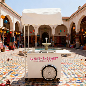 OEM Electric Fiberglass Mobile Bike Ice Cream & Gelato Vending <b>Cart</b> with Freezer for Sale - Product Image 3