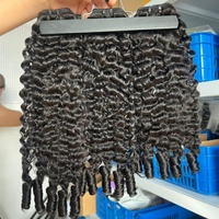 Extensions de cheveux indiens bouclés Remy bruts de 100 grammes, prêts à être expédiés, à pointes simples, longueur étirée 14 pouces, prix de gros