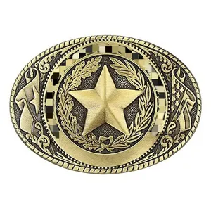 Fabricante Nenhum Mínimo Personalizado Antique Bronze Plating Liga De Zinco Latão Ocidental Cowboy Cowgirl 3D Logo Metal Belt Buckle