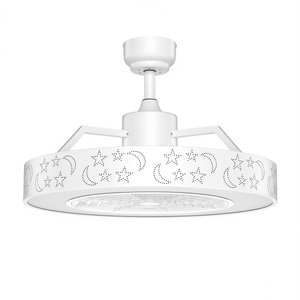 Ventilador de techo LED de 23 pulgadas con control remoto, motor de CC de montaje empotrado, luz blanca para dormitorio - Product Image 1