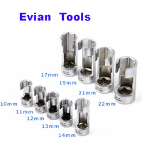 Juego de 8 llaves de vaso ranuradas para inyectores de combustible de 10-22 mm, de acero CR-V, para extracción de sensores de oxígeno, kit de reparación automotriz