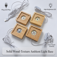 Base lumineuse LED en bois personnalisée pour gravure sur cristal, support de lampe de nuit USB avec interrupteur à bouton-poussoir pour la décoration intérieure