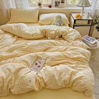 2025 romantique frais moderne tissé couvre-lit ensemble 4 pièces doux Double couche gaze nouveau nuage sensation froissé literie pour un look élégant