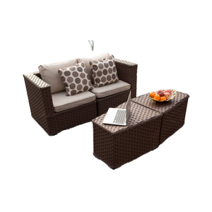 Juego de Sofás Ecológicos de 6 Plazas, Muebles Modernos de Ratán para Jardín, Sofá de <span class=keywords><strong>Exterior</strong></span> en Gris Marrón para Patio Trasero de Villa - Product Image 5