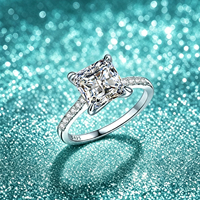 Bague en argent sterling S925 avec moissanite taille princesse 3 carats couleur D VVS1 pour femme, certificat GRA, vente en gros d'usine, bague de mariage