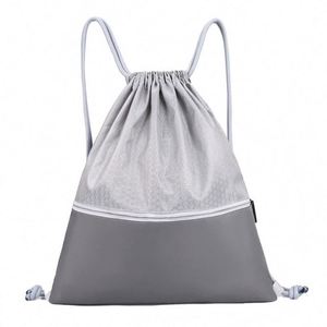 กระเป๋าออกกำลังกายกันน้ำกระเป๋ากีฬาแบบผูกเชือกสำหรับผู้ชายและผู้หญิงกระเป๋าผ้าทอของขวัญแบบพับได้ - Product Image 5
