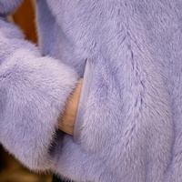 Veste en fausse fourrure de vison pour femme, col montant, manteau d'hiver, violet lavande, coupe courte, chaud, coupe-vent, vêtement d'extérieur