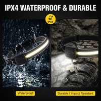 Linterna frontal de silicona de haz amplio, recargable tipo C, con visión completa de 230 grados, impermeable IPX4, para camping, senderismo, trabajo, adultos