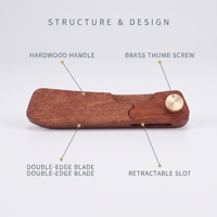 Couteau à grigner le pain Joho en bois dur, lame rétractable double tranchant en acier inoxydable pour pain au levain, vente en gros OEM ODM