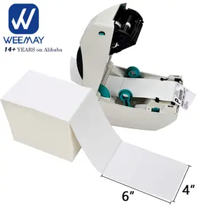 Weemay rolo de papel para etiquetas 4x6 ", branco, perfurado, direto, térmico, etiquetas de endereço