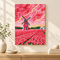 Kit de Peinture Diamant KS Craft Ciel Rouge Profond, Perles Spéciales, Paysage au Coucher du Soleil, Art Diamant DIY, Décoration Maison, Cadeau