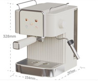 Machine à café expresso semi-automatique en acier inoxydable HY19bar, machine à cappuccino et latte manuelle pour la maison, système d'eau chaude électrique